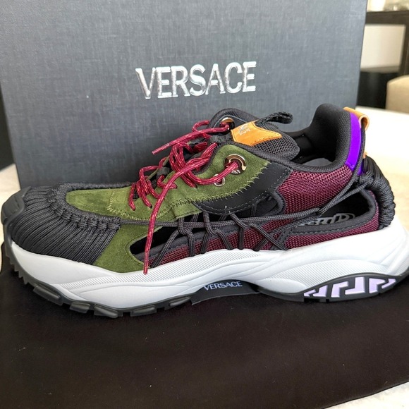 Versace Other - Versace Trigreca Sneakers‎ Mens Green Burgundy Purple 1016711 EU 45 US 12